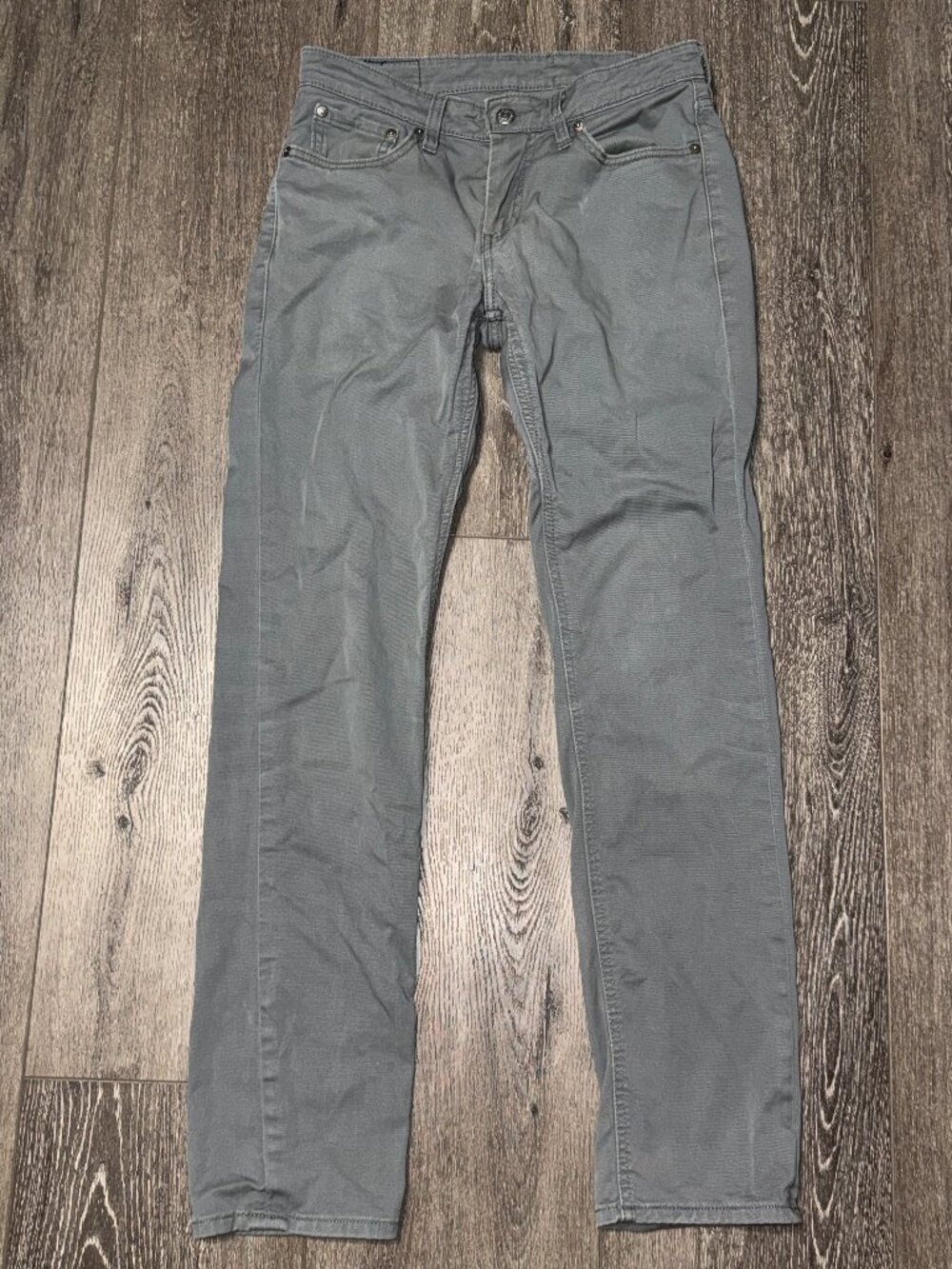 Levis 511 Jeans Mens 29x32 Gray Slim Fit Denim Stretch Pockets Black Tab